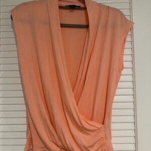 INC International Concepts Peach Surplice Sleeveless Faux Wrap Top - Size M